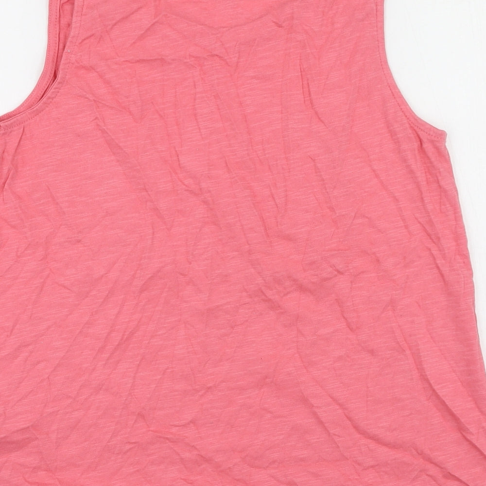 NEXT Girls Pink Cotton Basic Tank Size 13 Years Round Neck - love