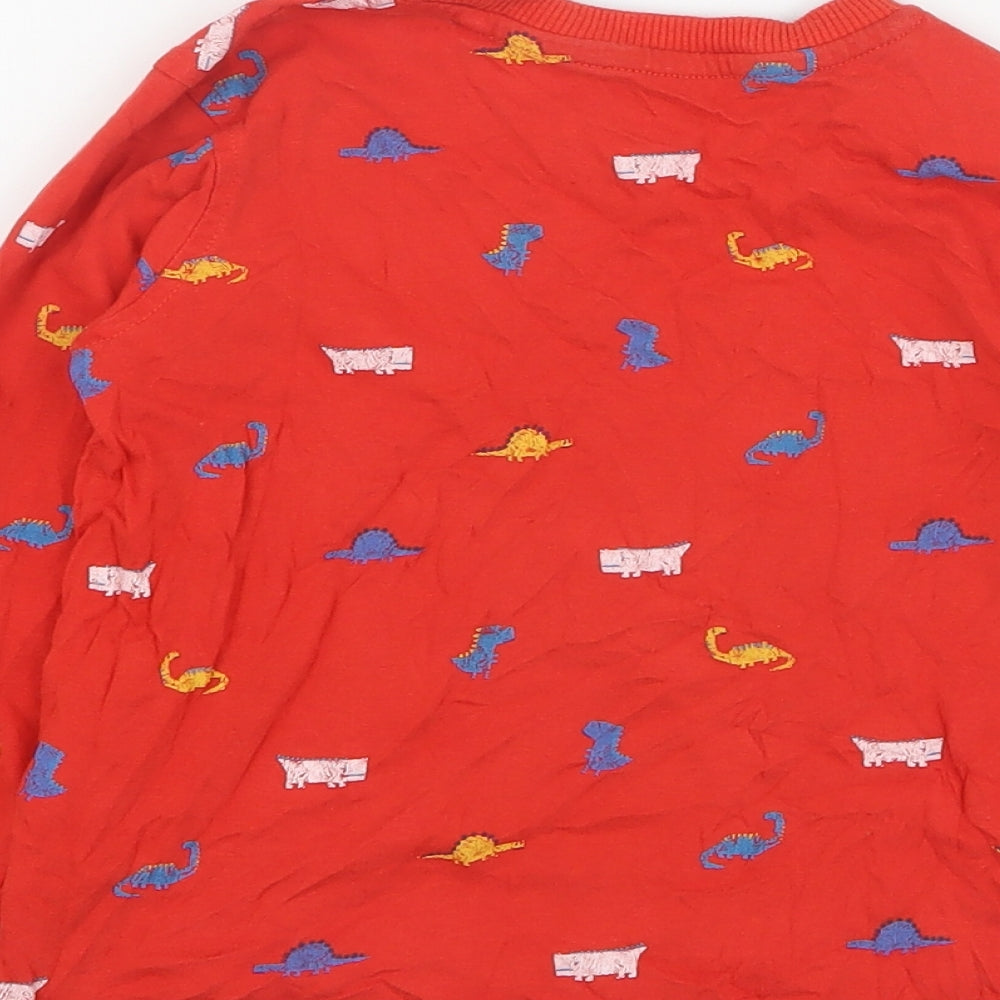 George Boys Red 100% Cotton Pullover T-Shirt Size 2-3 Years Crew Neck Pullover - Dinosaur