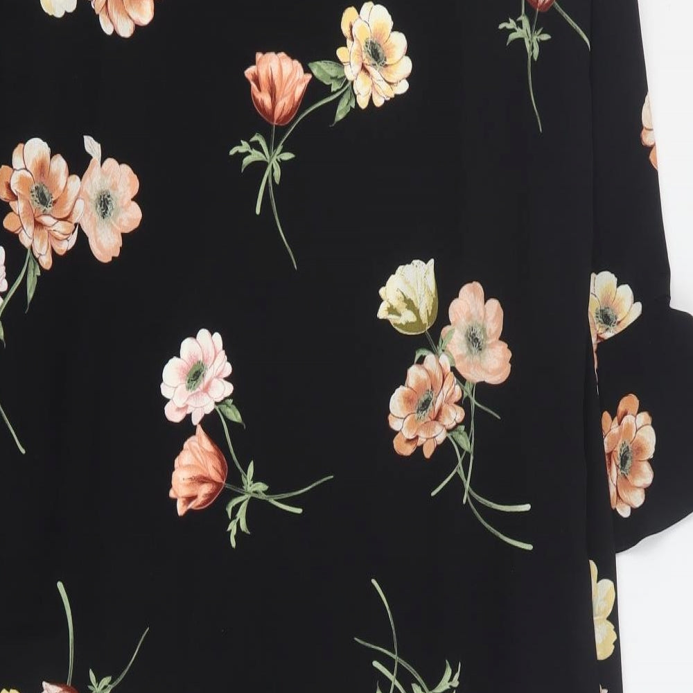 New Look Womens Black Floral Jacket Size 8