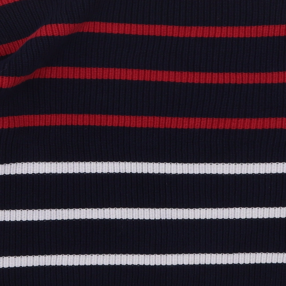 Marks and Spencer Womens Multicoloured Round Neck Striped Cotton Pullover Jumper Size L