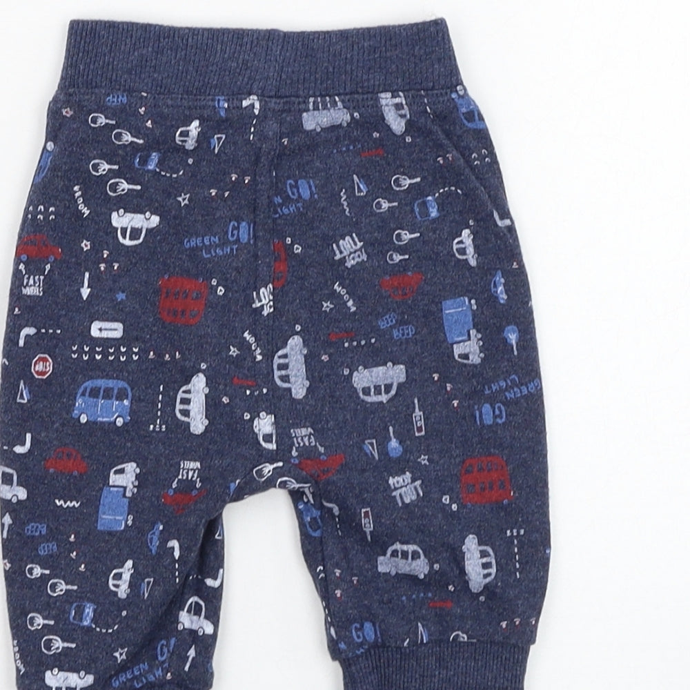 George Boys Blue Cotton Jogger Trousers Size 0-3 Months Pullover - Vehicle