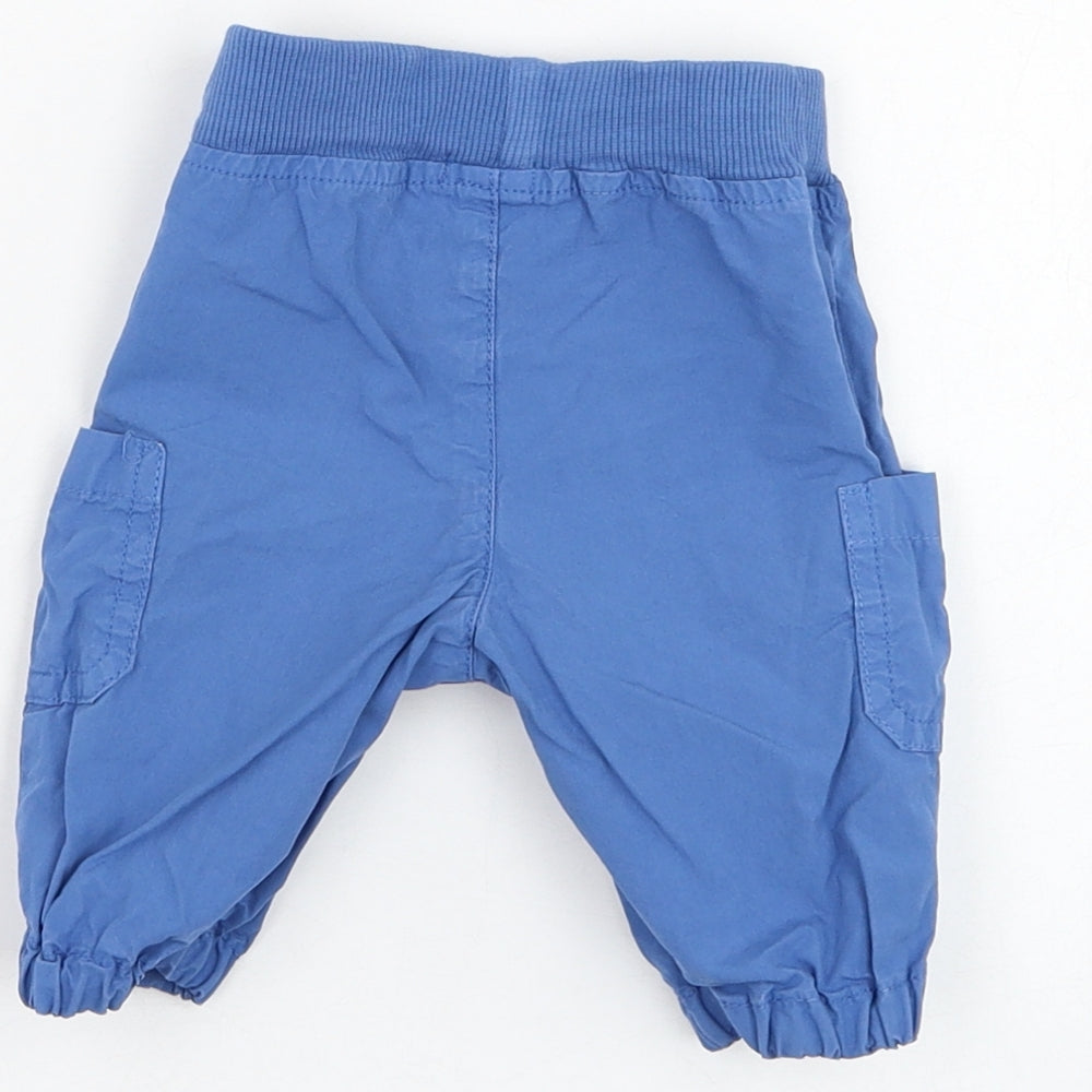 United Colors of Benetton Boys Blue Cotton Track Pants Trousers Size 0-3 Months Pullover