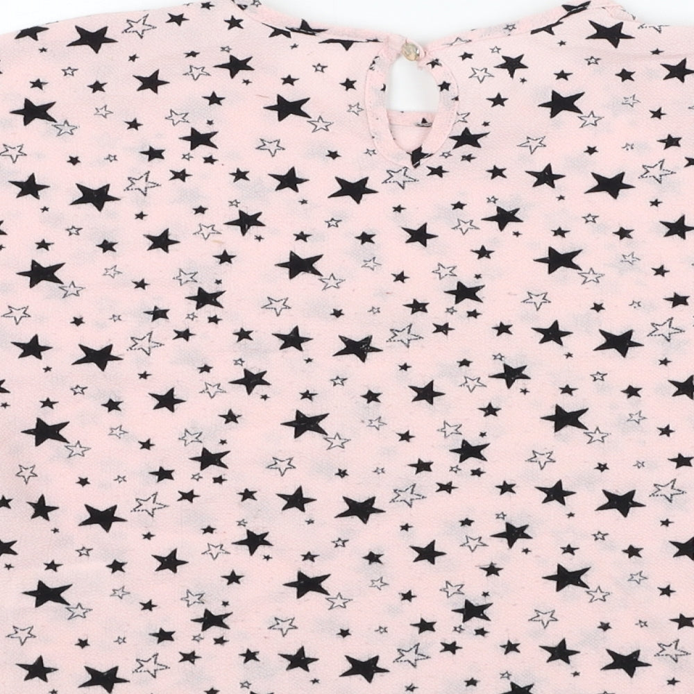 Dunnes Stores Girls Pink Polyester Tunic T-Shirt Size 7 Years Round Neck Pullover - Star