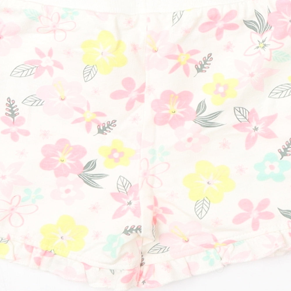 So Cute Girls Multicoloured Floral Cotton Cropped Trousers Size 12-18 Months Tie