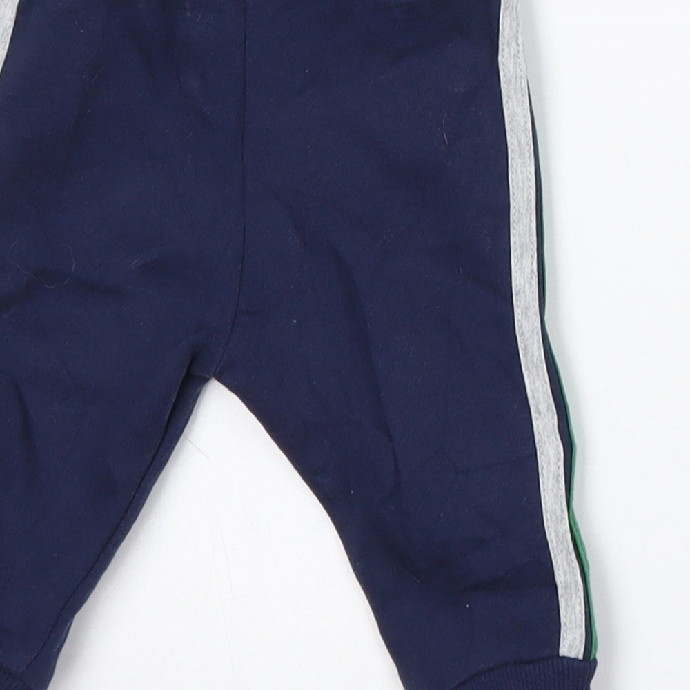 F&F Boys Blue Cotton Jogger Trousers Size 3-6 Months