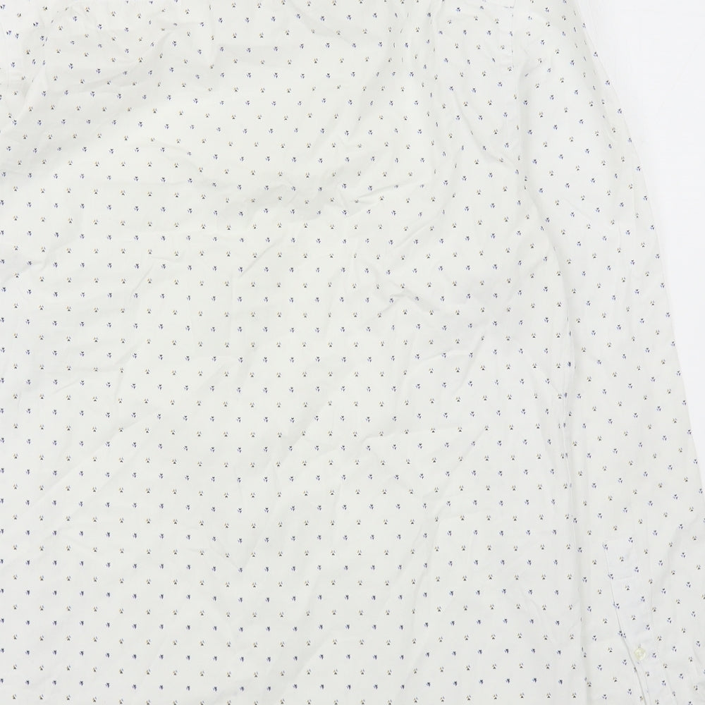 River Island Mens White Geometric Cotton Button-Up Size M Collared Button