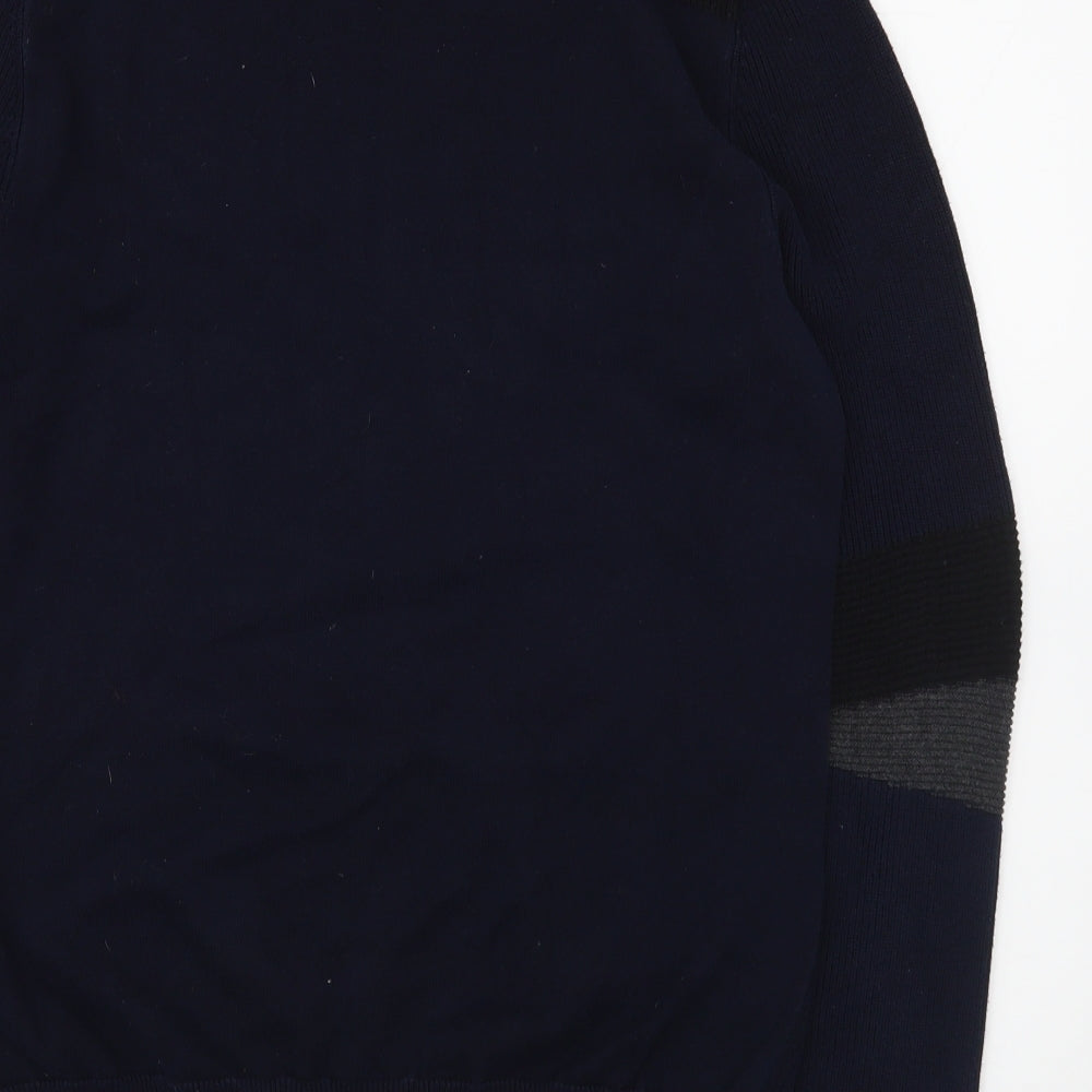River Island Mens Blue Round Neck Cotton Pullover Jumper Size S