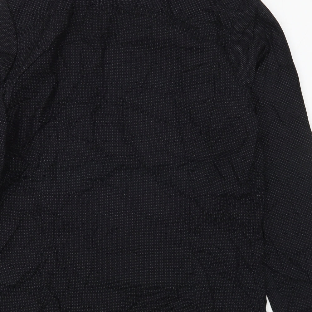 NEXT Mens Black Polyester Button-Up Size M Collared Button