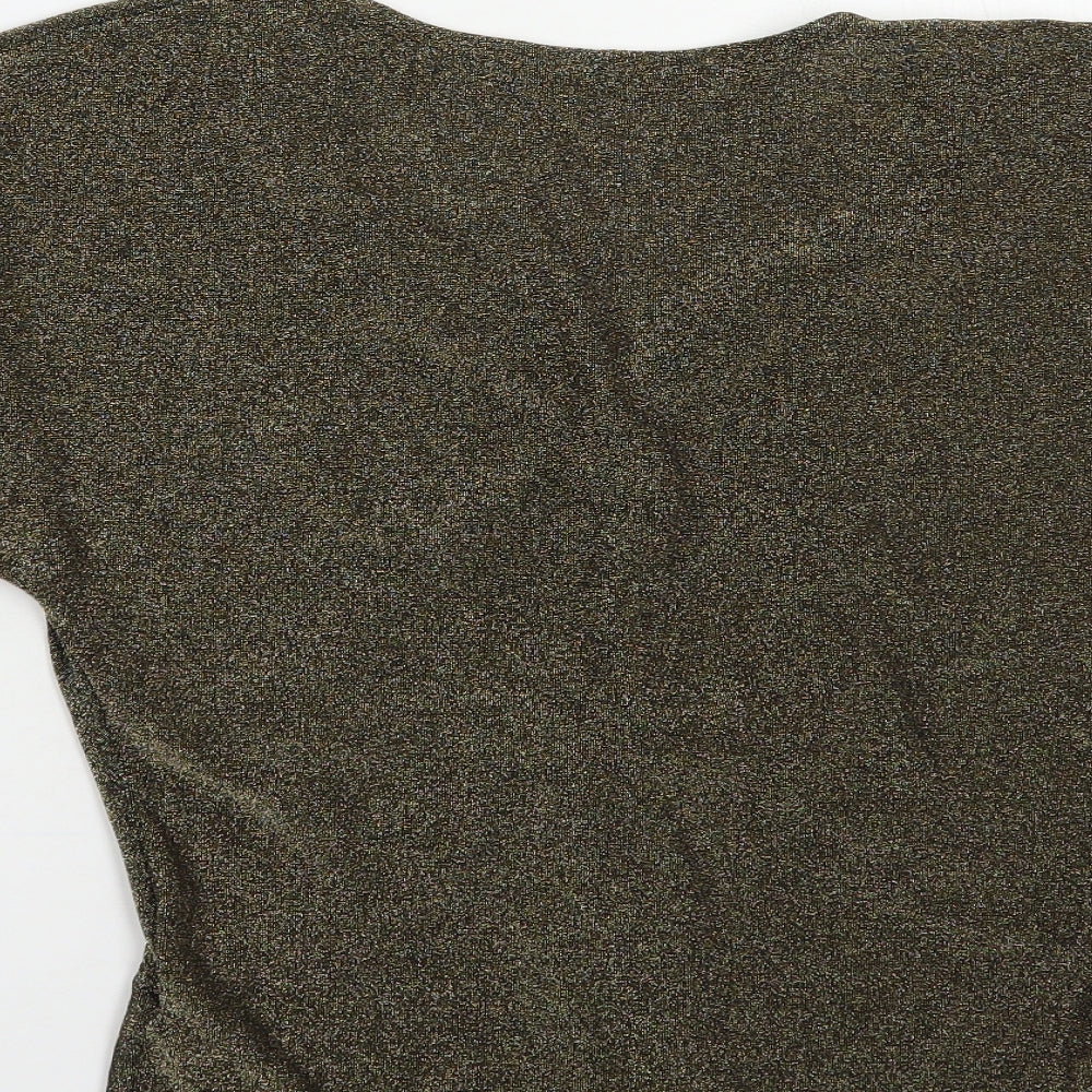 Marks & Spencer Womens Gold Polyamide Basic Blouse Size S V-Neck