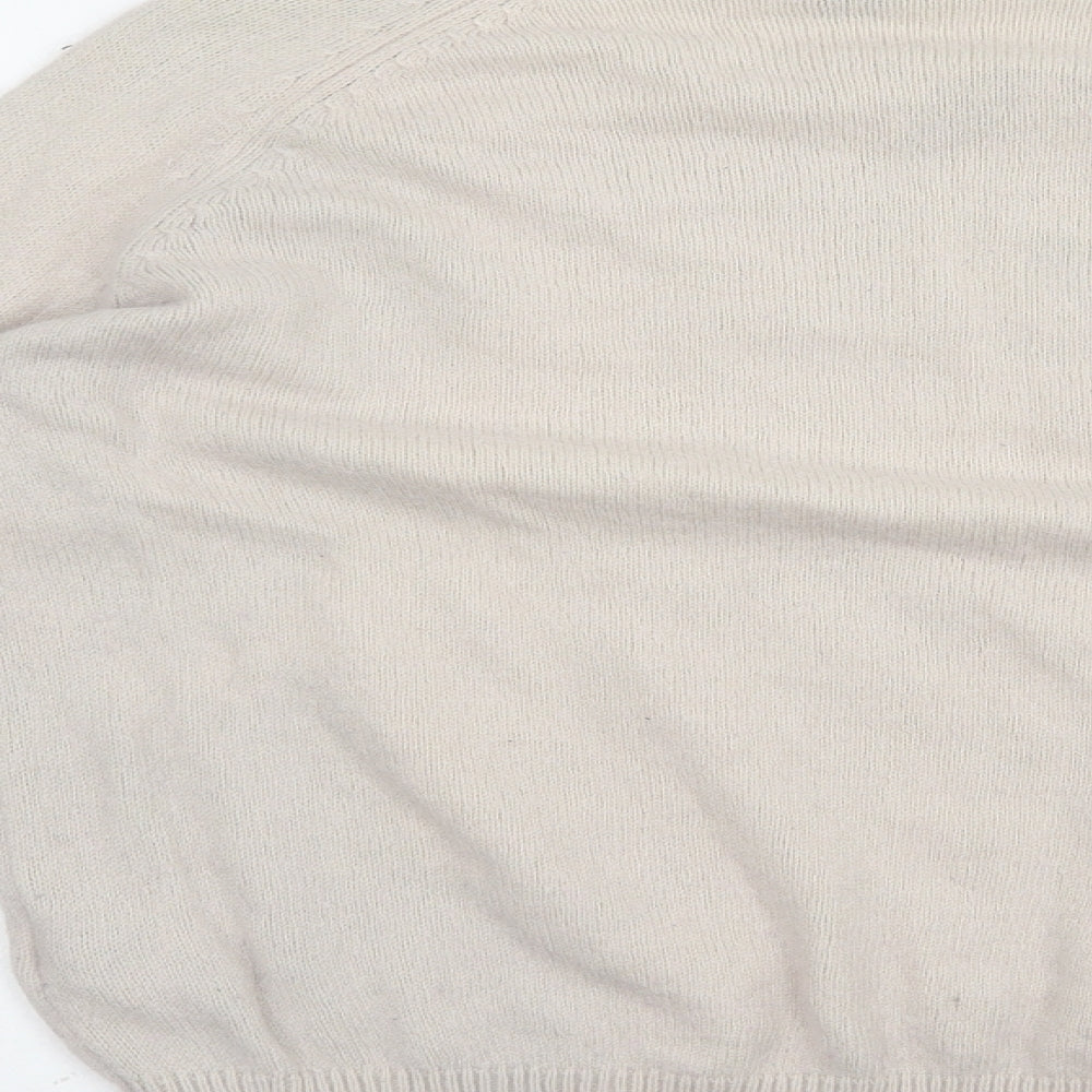 H&M Womens Beige Crew Neck Polyamide Pullover Jumper Size M