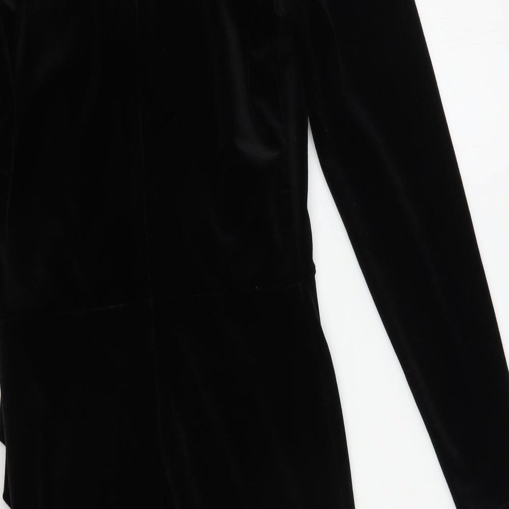 New Look Womens Black Polyester Bodycon Size 8 V-Neck Zip