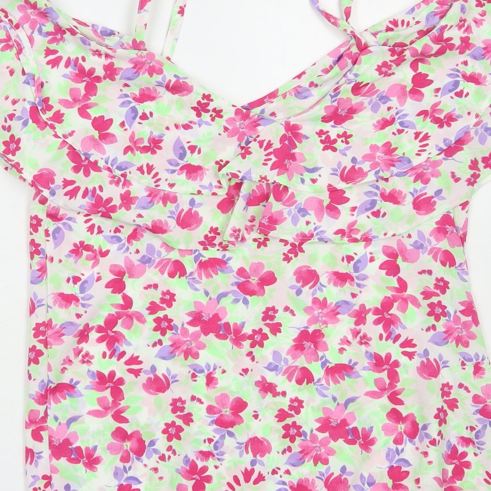 Pep & Co Womens Multicoloured Floral Polyester Camisole Blouse Size 8 V-Neck