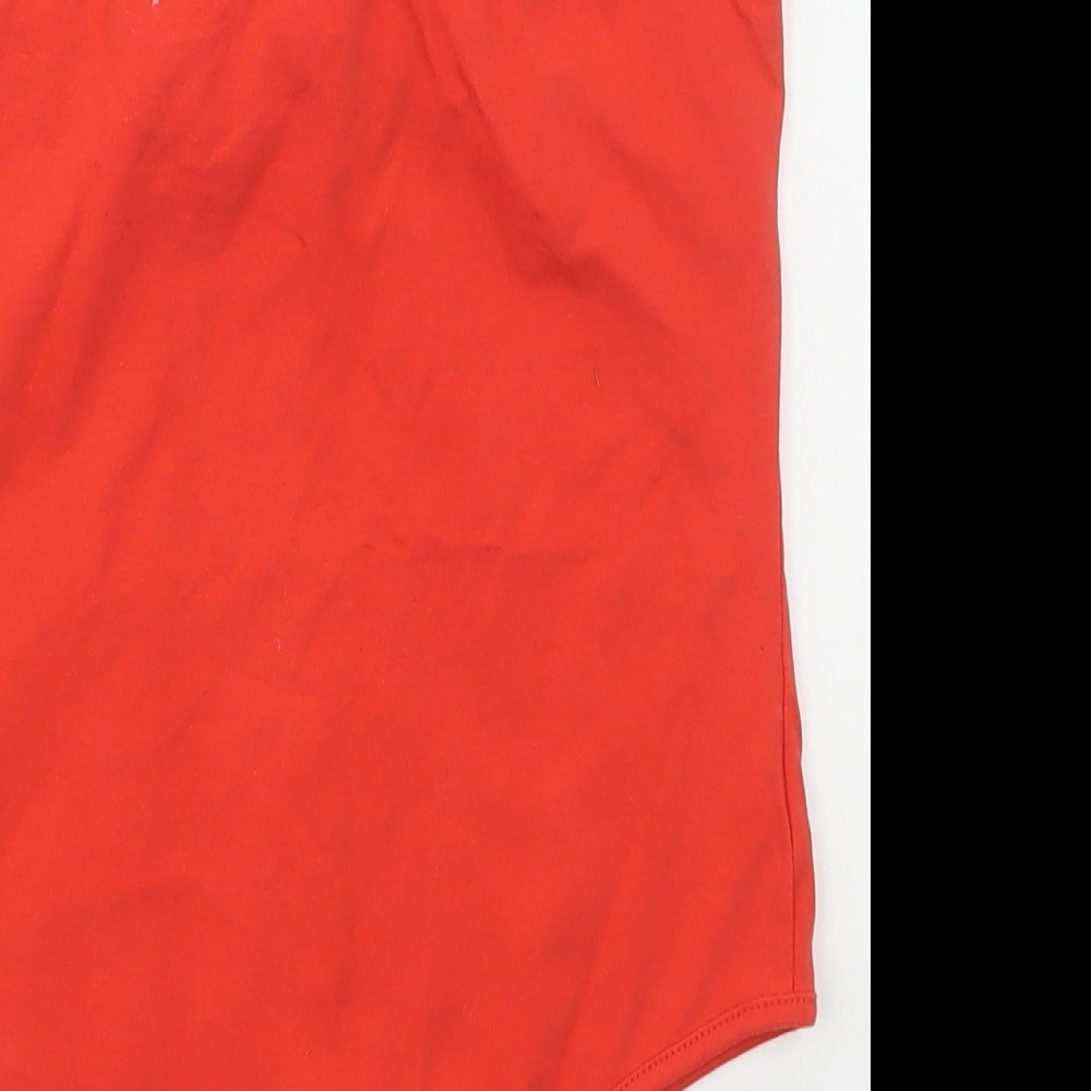 Atmosphere Womens Red Cotton Bodysuit One-Piece Size 8 Button