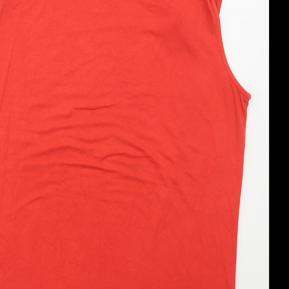 monari Womens Red Viscose Basic Tank Size M Cowl Neck