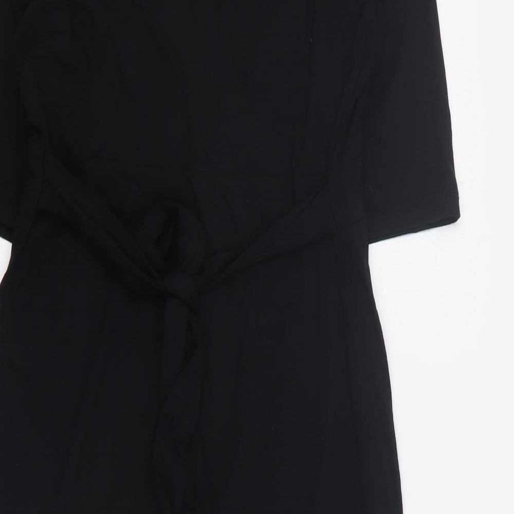 Dorothy Perkins Womens Black Viscose Mini Size 10 V-Neck Tie