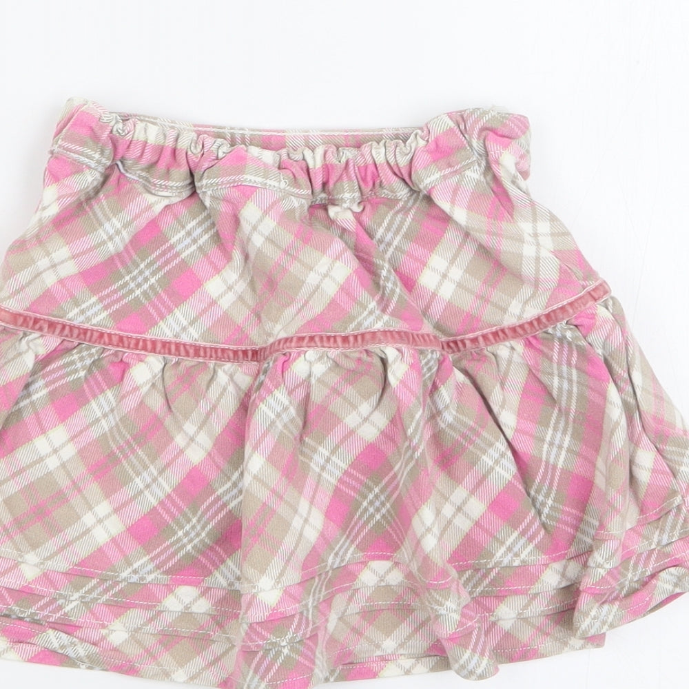 Cherokee Girls Pink Plaid 100% Cotton A-Line Skirt Size 3-4 Years Regular Zip