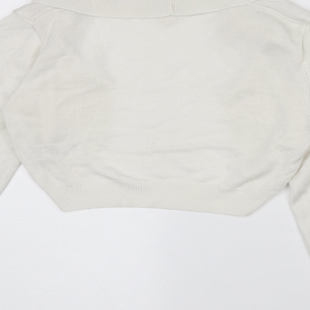 Monsoon Womens White Collared Viscose Cape Jumper Size M