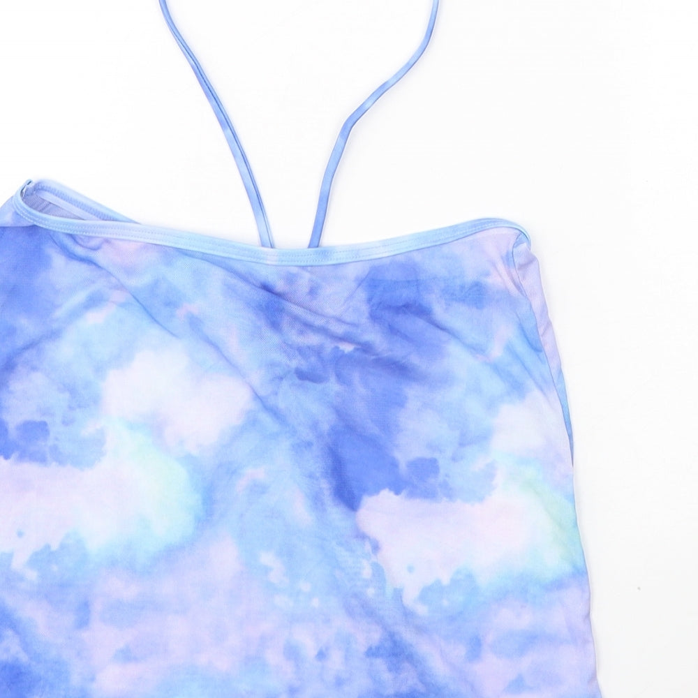 Preworn Womens Blue Polyester Cropped Tank Size S Halter