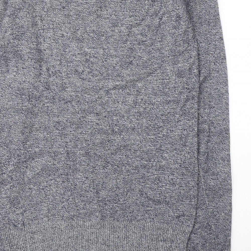 Poof Womens Blue Boat Neck Acrylic Pullover Jumper Size S