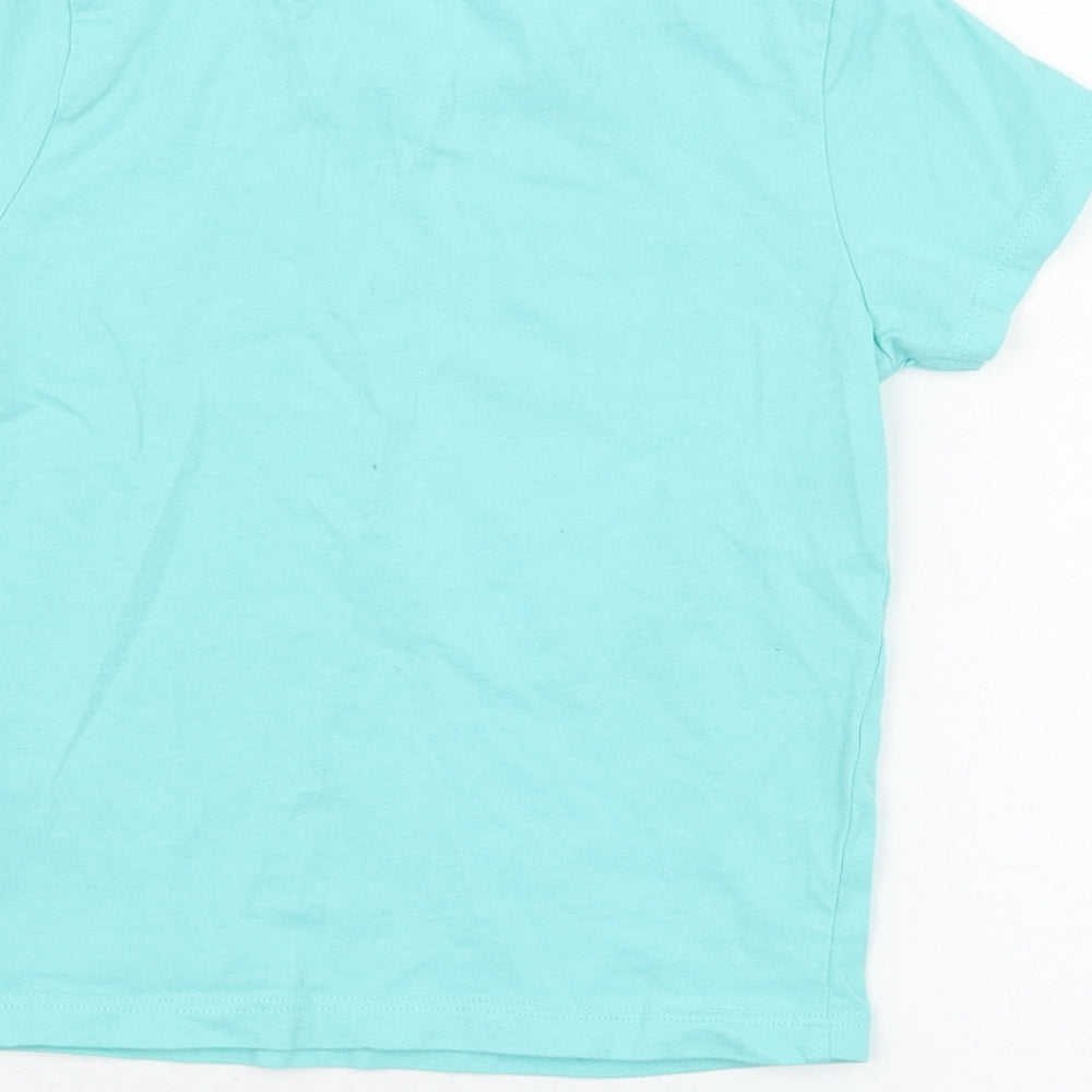 Primark Boys Blue Cotton Basic T-Shirt Size 3-4 Years Round Neck Pullover - Yeah