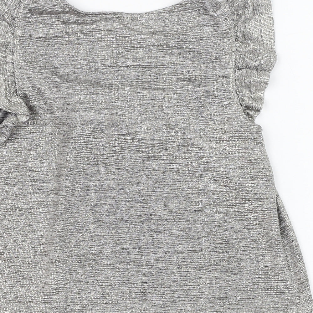 F&F Girls Silver Polyester Basic Blouse Size 9-10 Years Round Neck Pullover