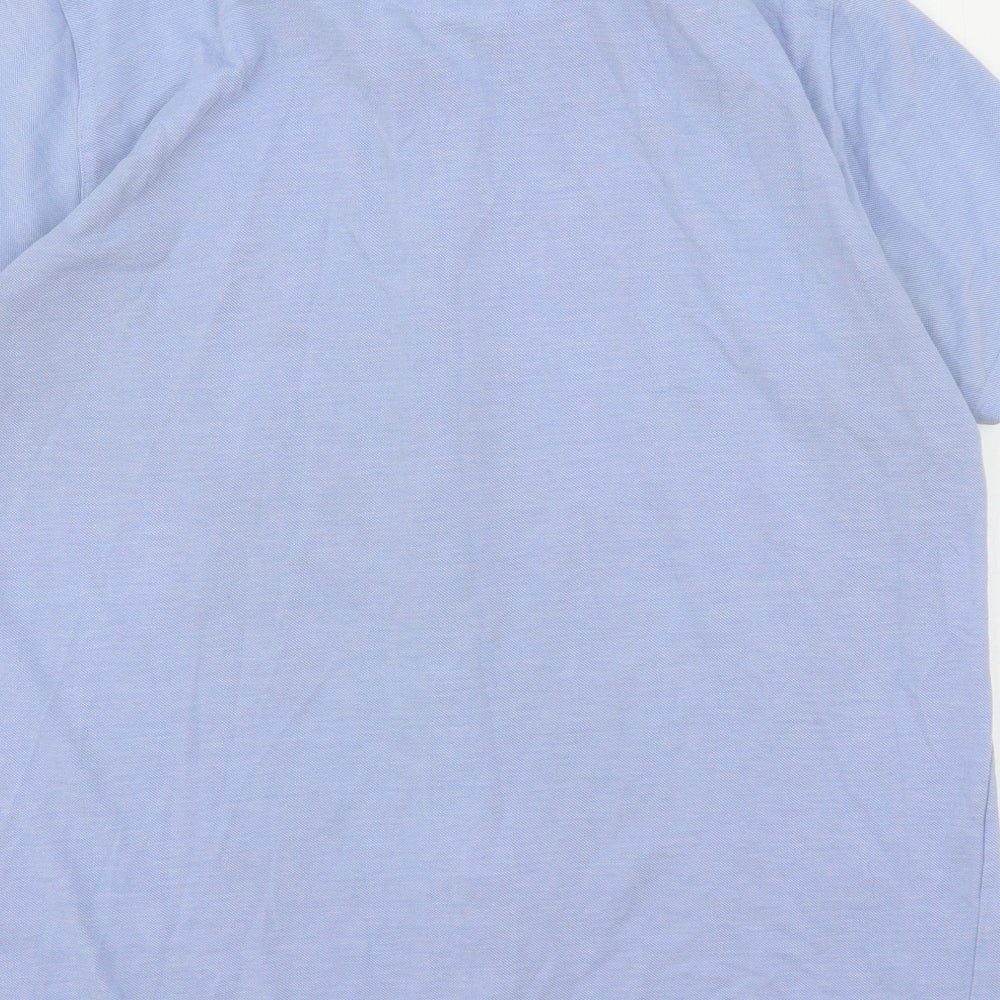Easy Mens Blue Cotton Button-Up Size L Collared Button