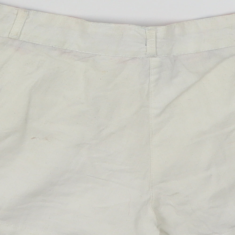 TU Girls White Cotton Mom Shorts Size 8 Years Regular Buckle
