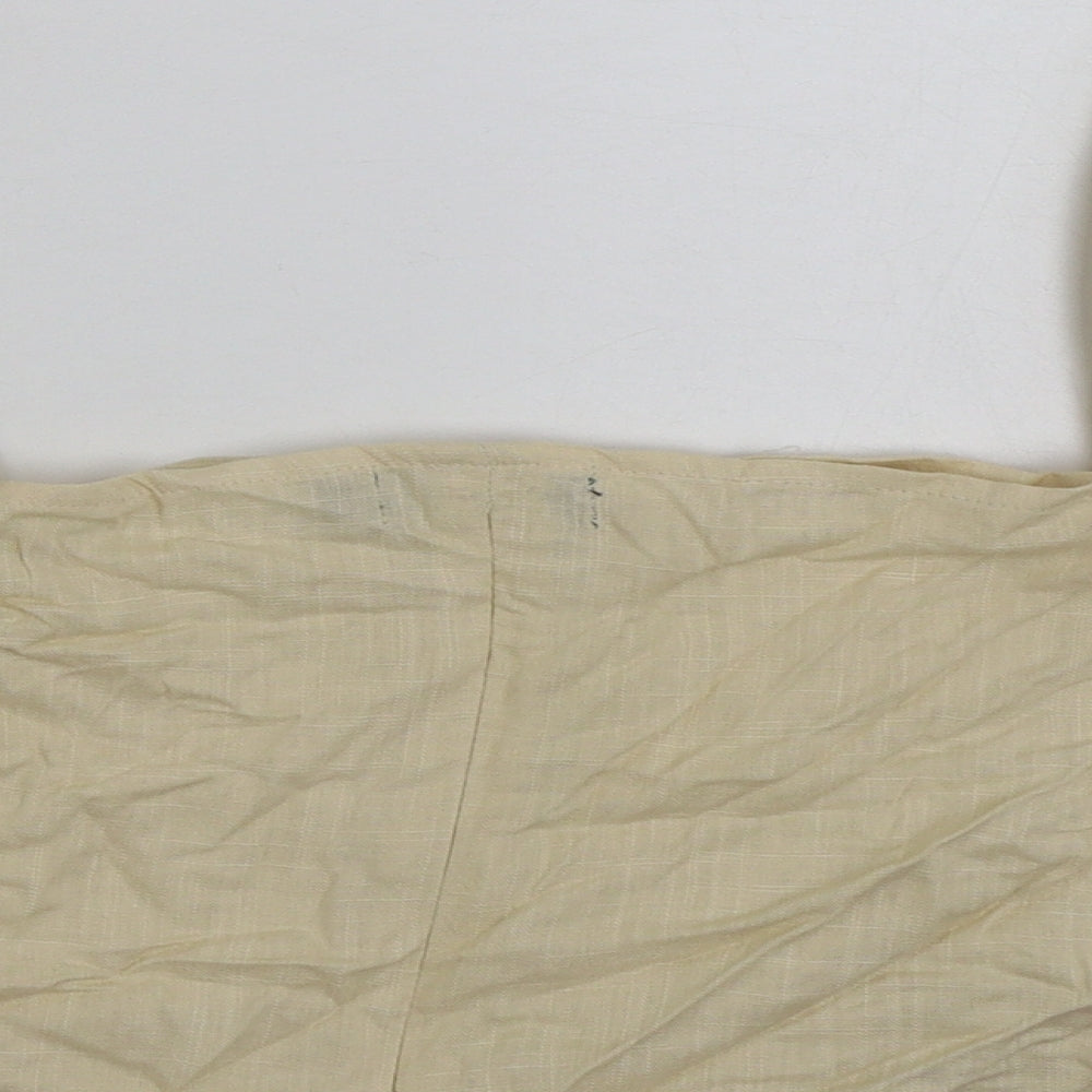 PRETTYLITTLETHING Womens Beige Linen Cropped Blouse Size 16 Square Neck