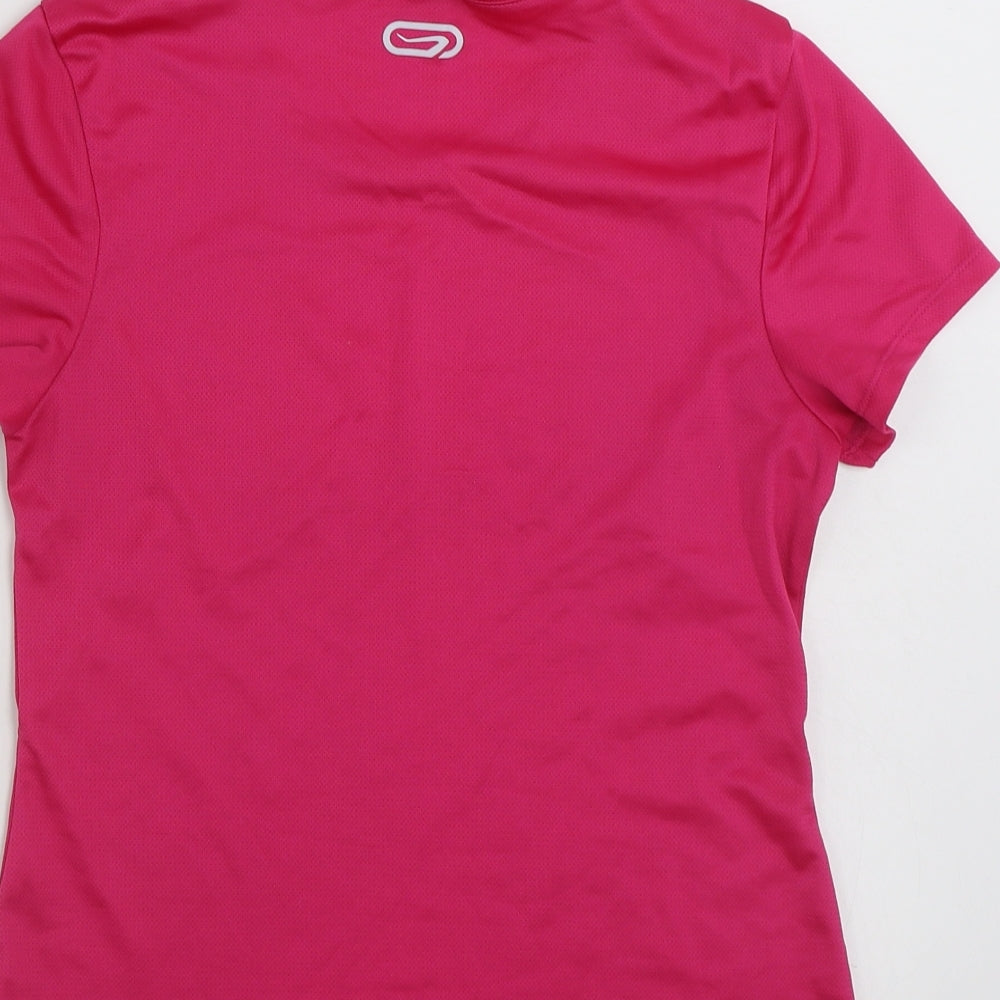 Kalenji Womens Pink Polyester Jersey T-Shirt Size XS Scoop Neck Pullover