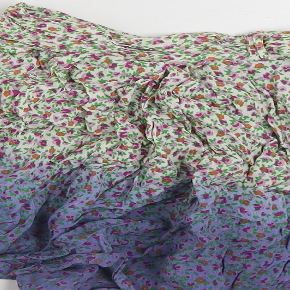 Topshop Womens Multicoloured Floral Viscose Mini Skirt Size 8 Button