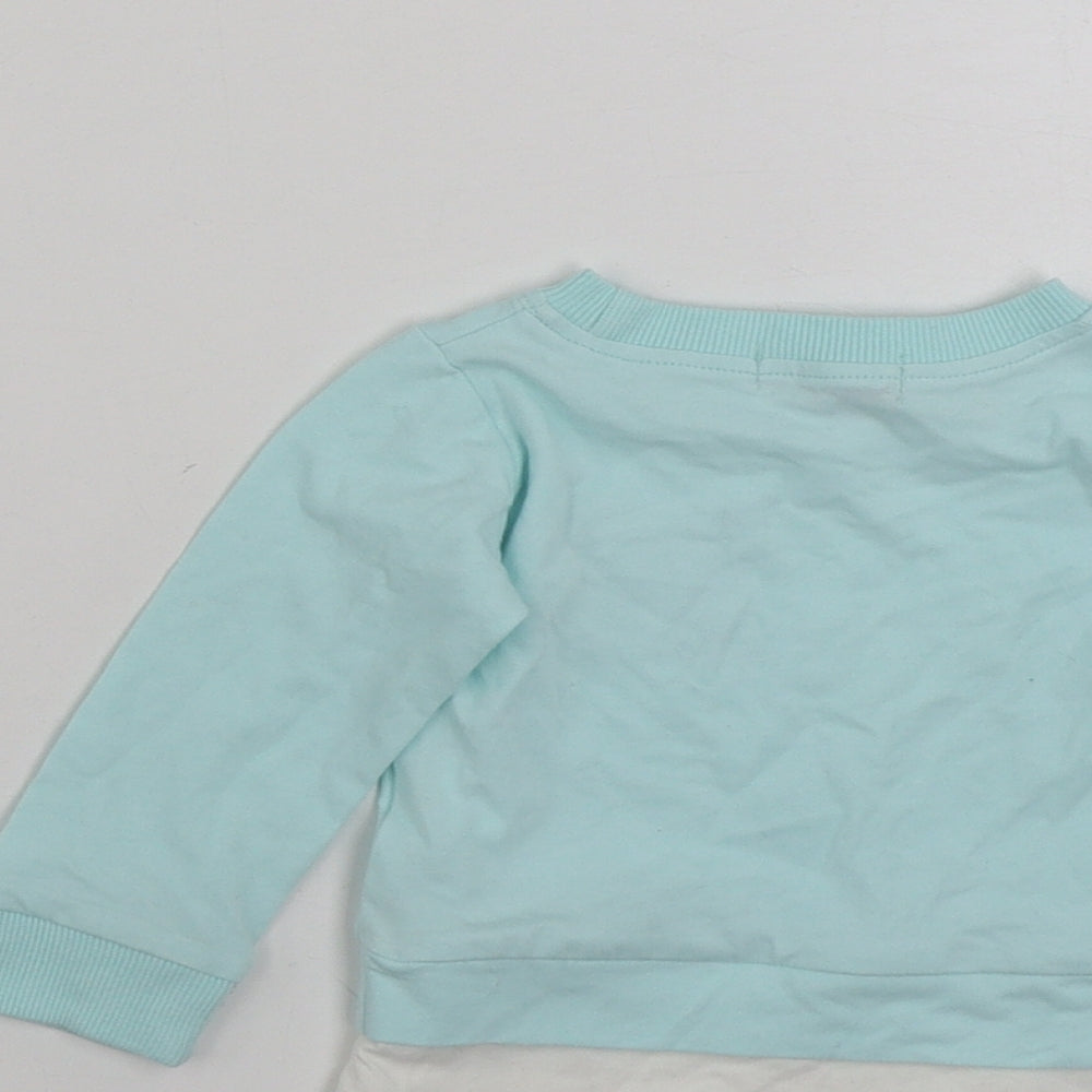 Kalamixi Girls Blue 100% Cotton Basic T-Shirt Size 3-6 Months Crew Neck Pullover - Size 60cm