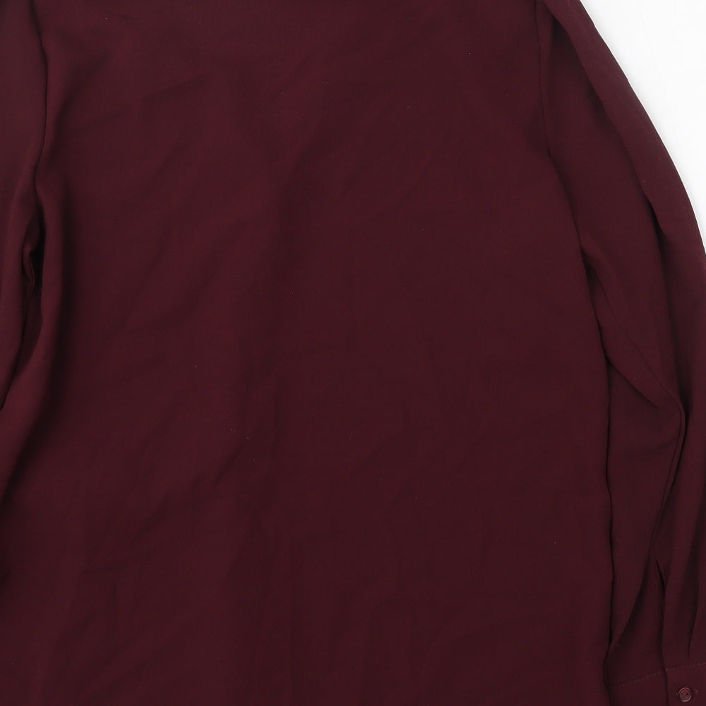 New Look Womens Purple Polyester Basic Blouse Size 10 V-Neck