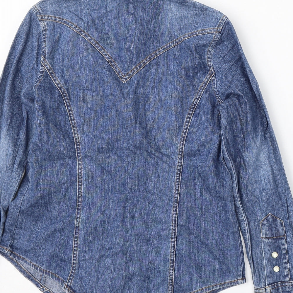 Gap Womens Blue Cotton Basic Button-Up Size 2XS Collared