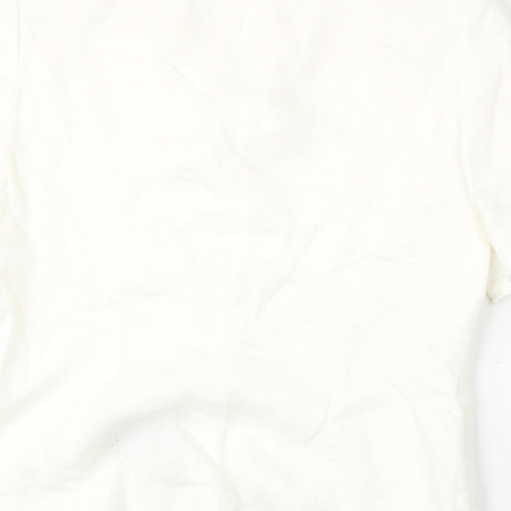 Alex & Co Womens White Acetate Basic Button-Up Size 14 Collared
