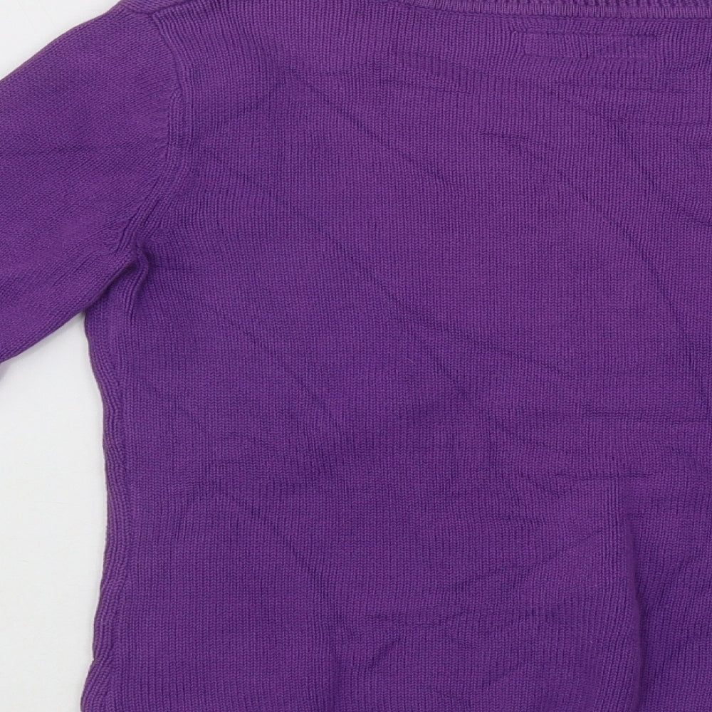Yishion Womens Purple Scoop Neck Cotton Pullover Jumper Size S