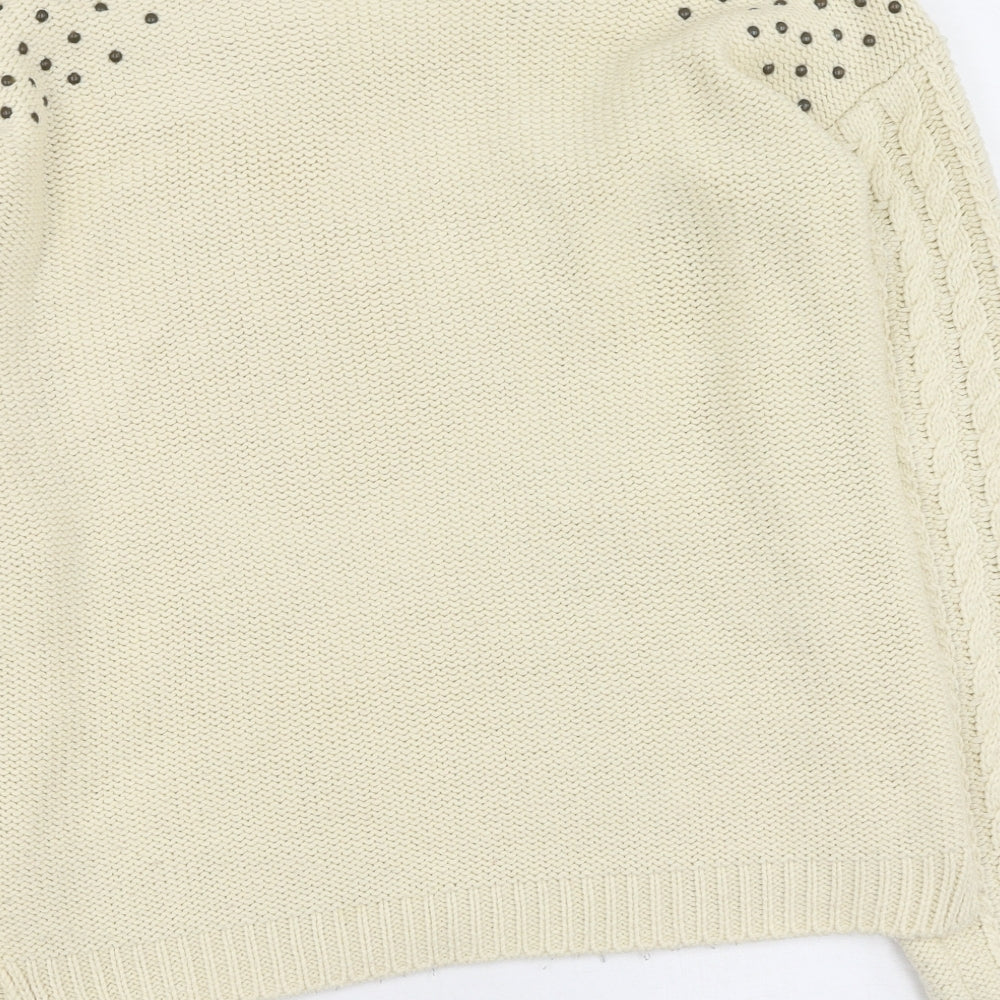 Primark Womens Beige Round Neck Acrylic Pullover Jumper Size 10