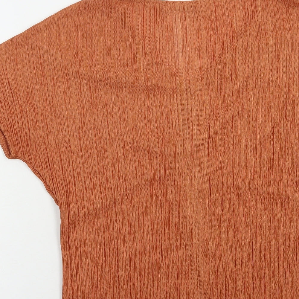 Gallery Womens Orange Polyester Basic Blouse Size XS V-Neck