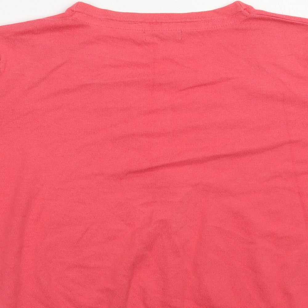 M&Co Womens Pink V-Neck Cotton Full Zip Jumper Size M