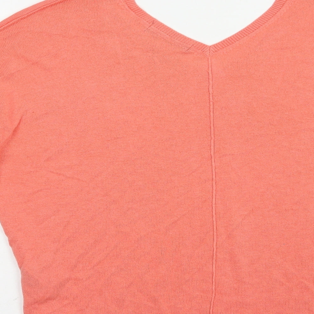 Marks & Spencer Womens Pink V-Neck Viscose Pullover Jumper Size 14