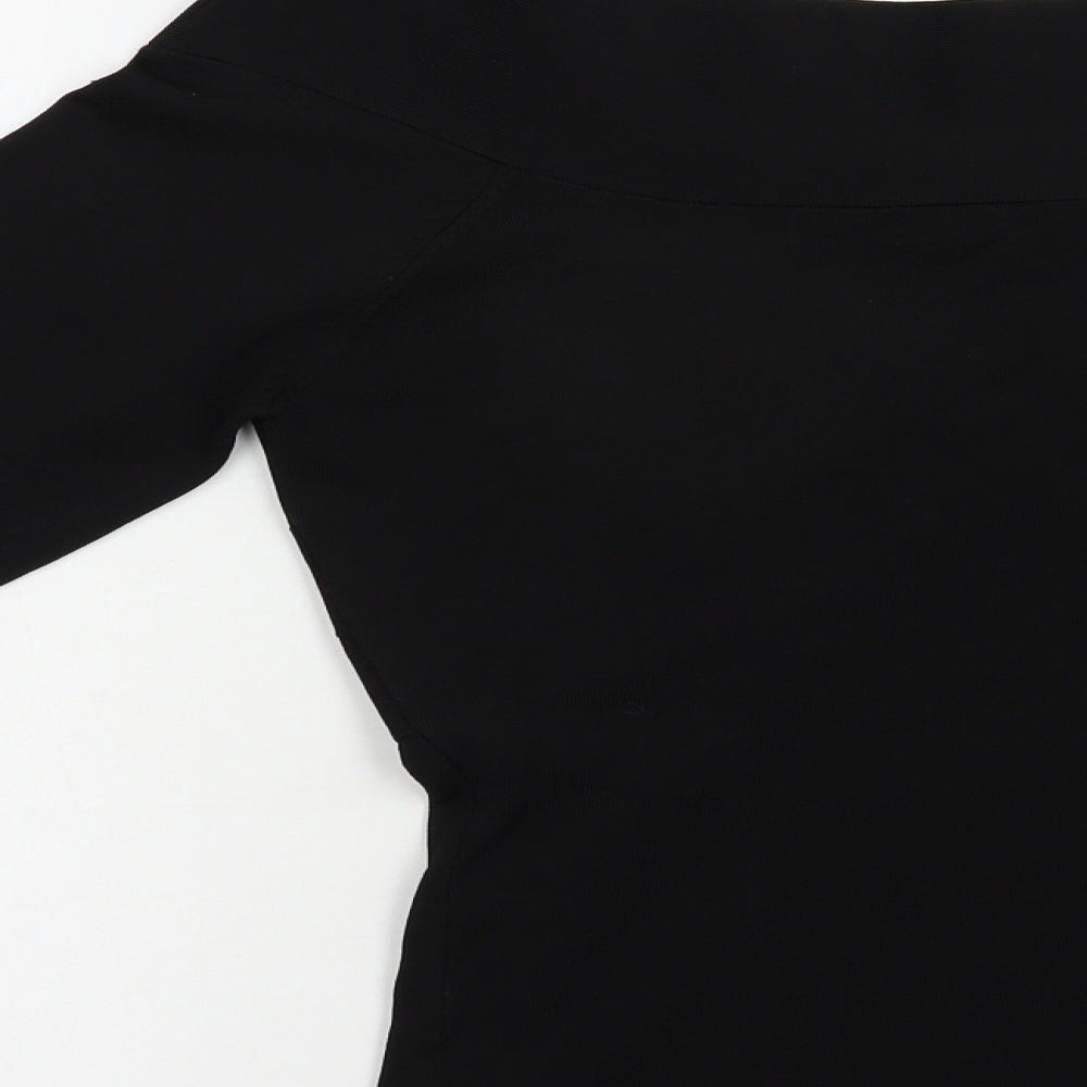 Alex & Co. Womens Black V-Neck Viscose Pullover Jumper Size S