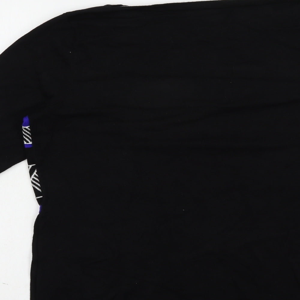 Principles Womens Black Boat Neck Geometric Viscose Pullover Jumper Size 14