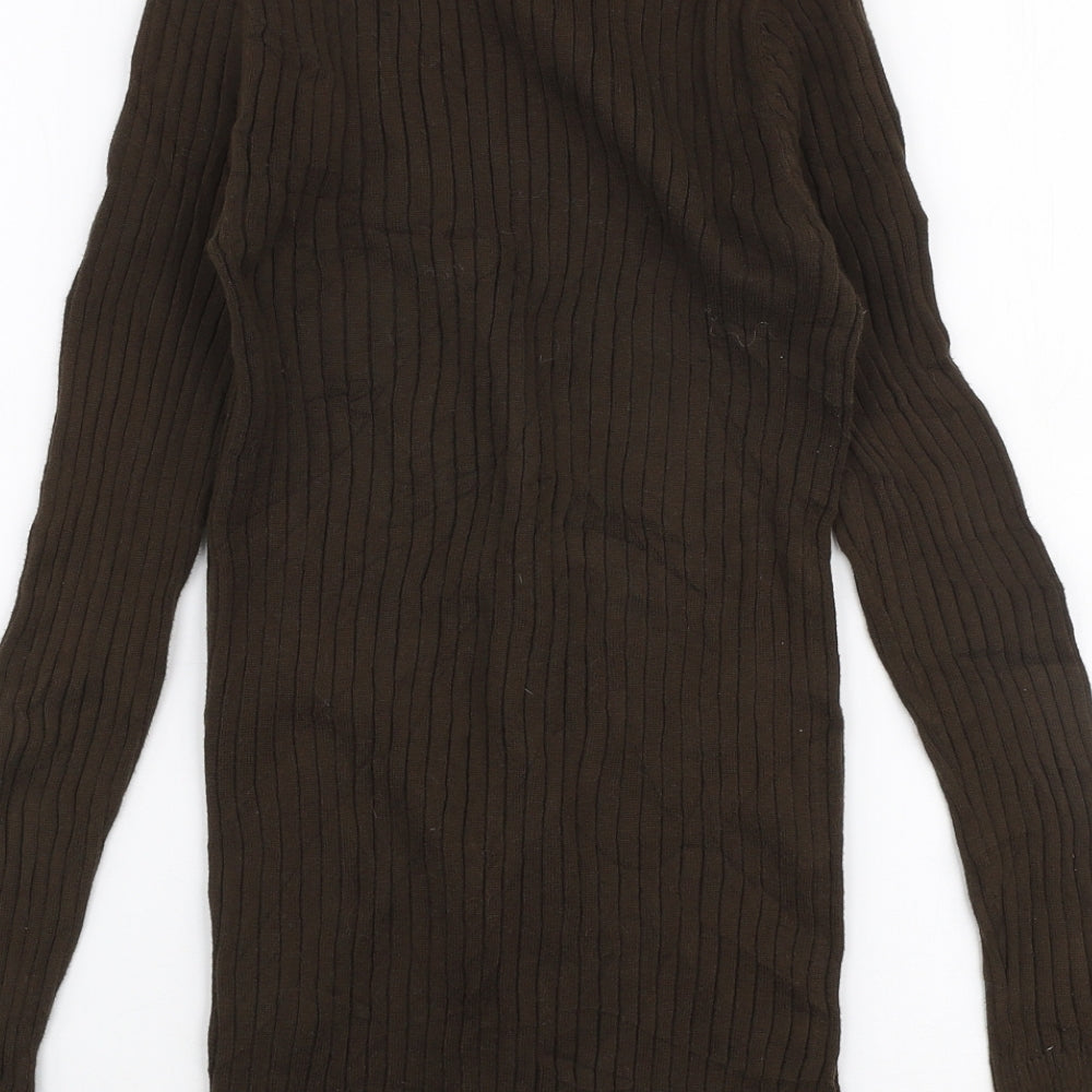 Old Navy Womens Brown V-Neck Polyester Cardigan Jumper Size XS