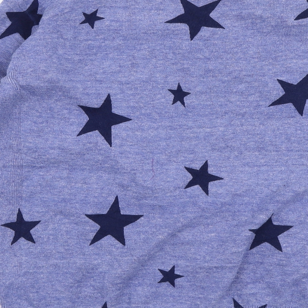 Marks & Spencer Womens Blue Boat Neck Cotton Pullover Jumper Size S - Stars