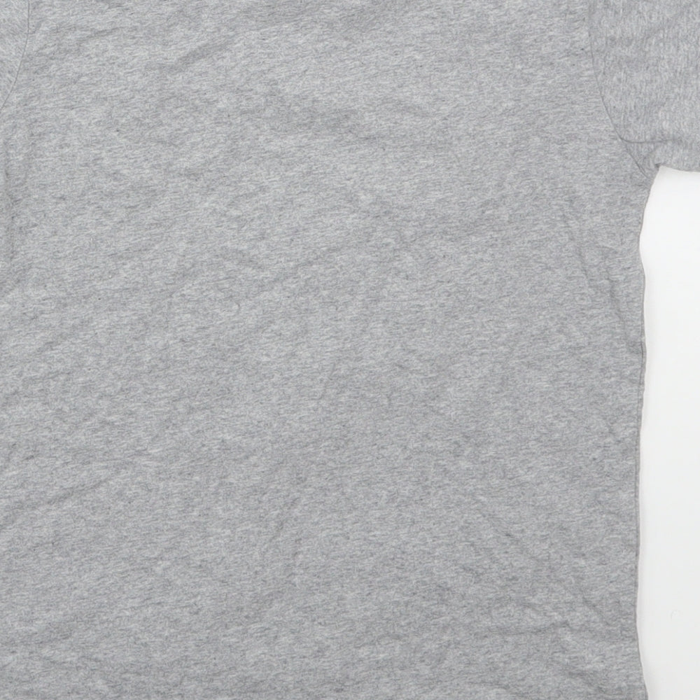 Preworn Boys Grey Cotton Basic T-Shirt Size 7-8 Years Crew Neck Pullover - Dabasaur