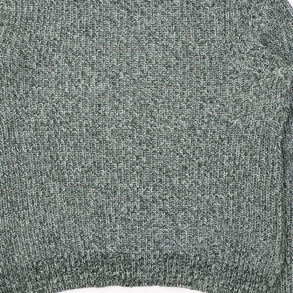 H&M Womens Green Round Neck Acrylic Pullover Jumper Size M
