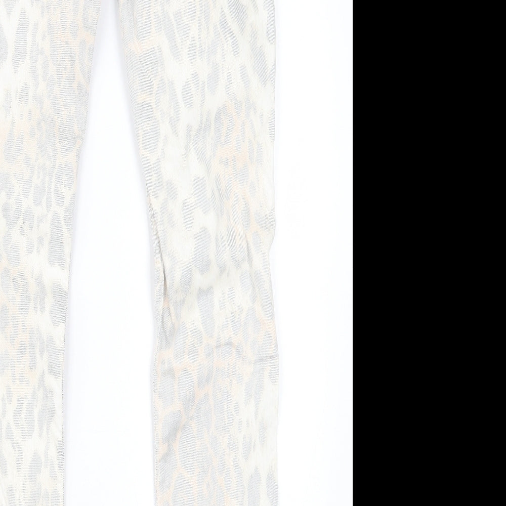 H&M Womens Grey Animal Print Cotton Straight Jeans Size 30 in L32 in Regular Button