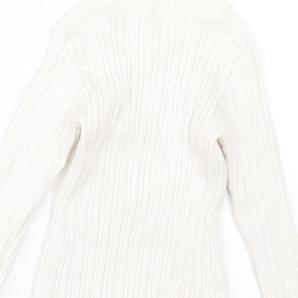 Nutmeg Girls White Roll Neck Cotton Pullover Jumper Size 2 Years Pullover