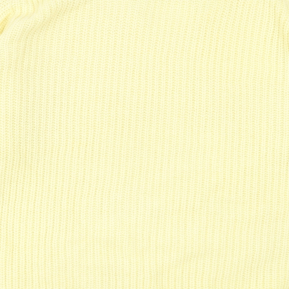 Isle Essentials Womens Yellow Crew Neck Acrylic Pullover Jumper Size L