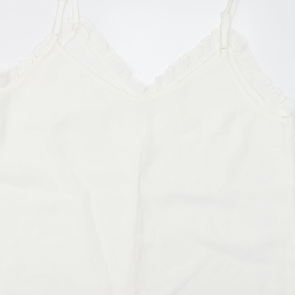 SheIn Womens White Polyester Basic Tank Size L V-Neck