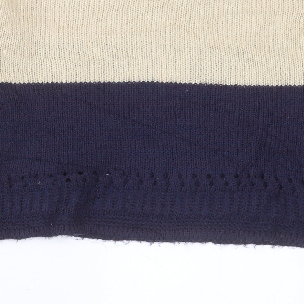 River Island Womens Brown Crew Neck Striped Acrylic Pullover Jumper Size 8